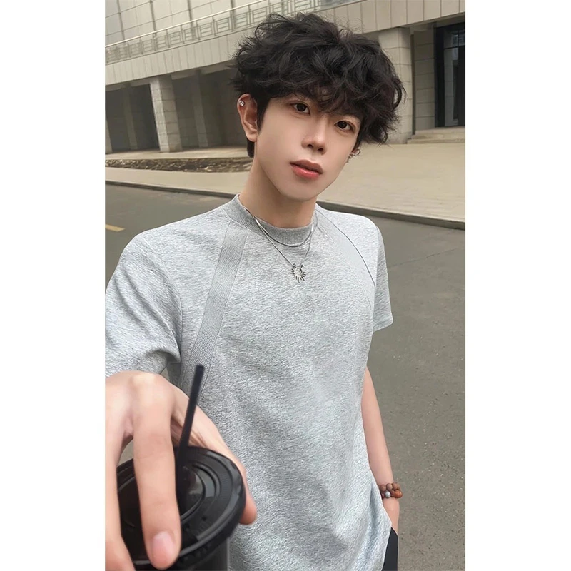 cleanfit灰色太空棉短袖男款夏潮牌重磅boxy版型T恤美式高街半袖