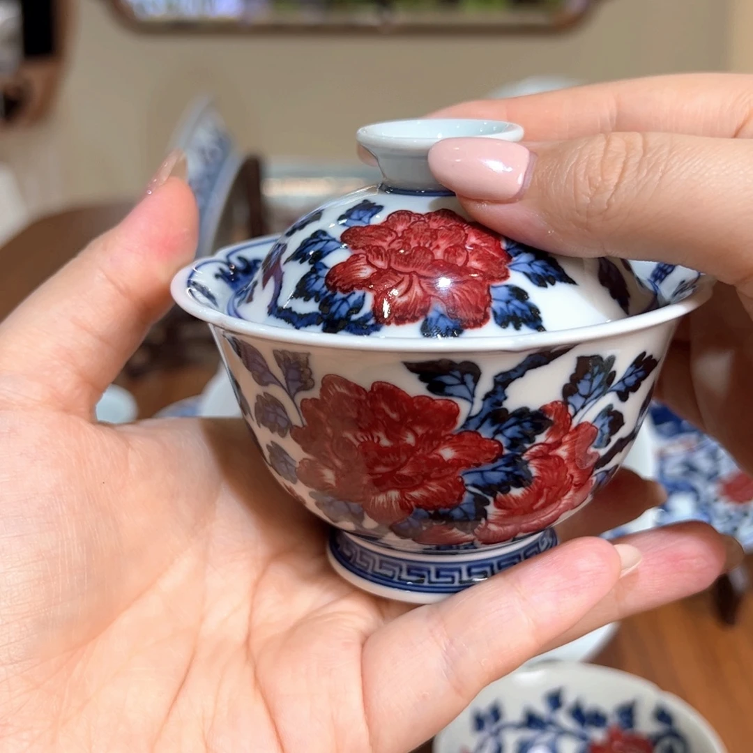 摆件永明尚玩釉里红陶瓷