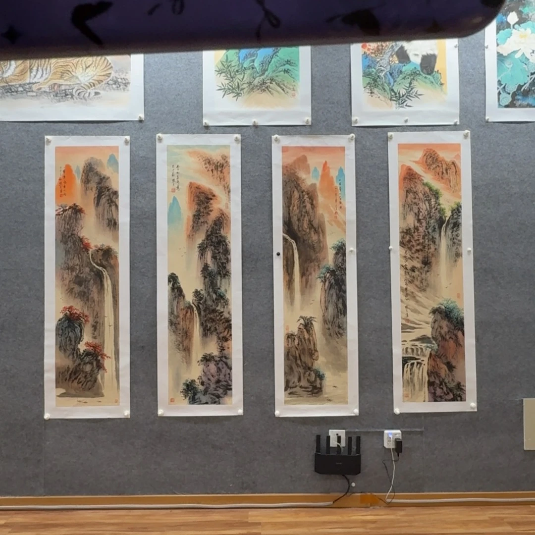 国画刘儒樵四尺对开山水