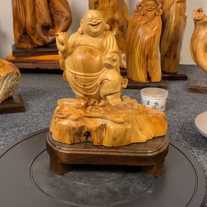柏木（崖柏）朵**洋弥勒佛摆件