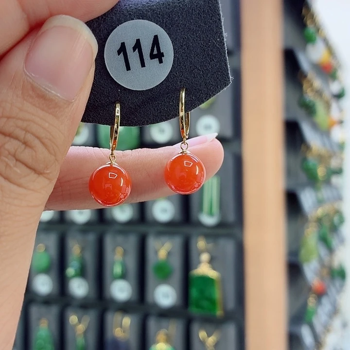 18K金镶嵌南红玛瑙发饰