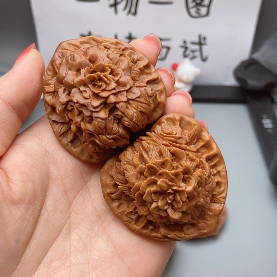 桃核吊坠核桃花开富贵