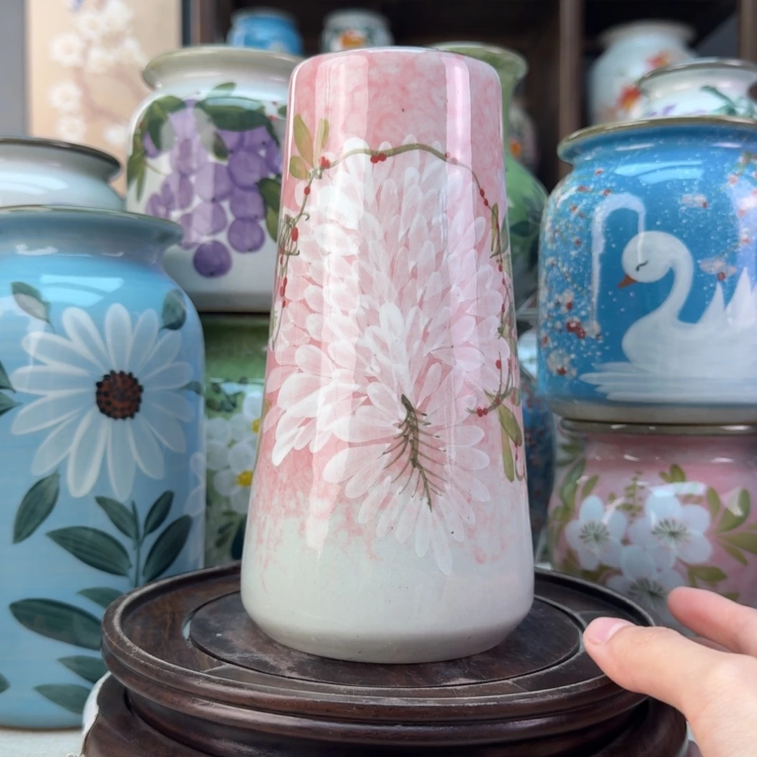 景德镇陶瓷手绘花瓶无孔