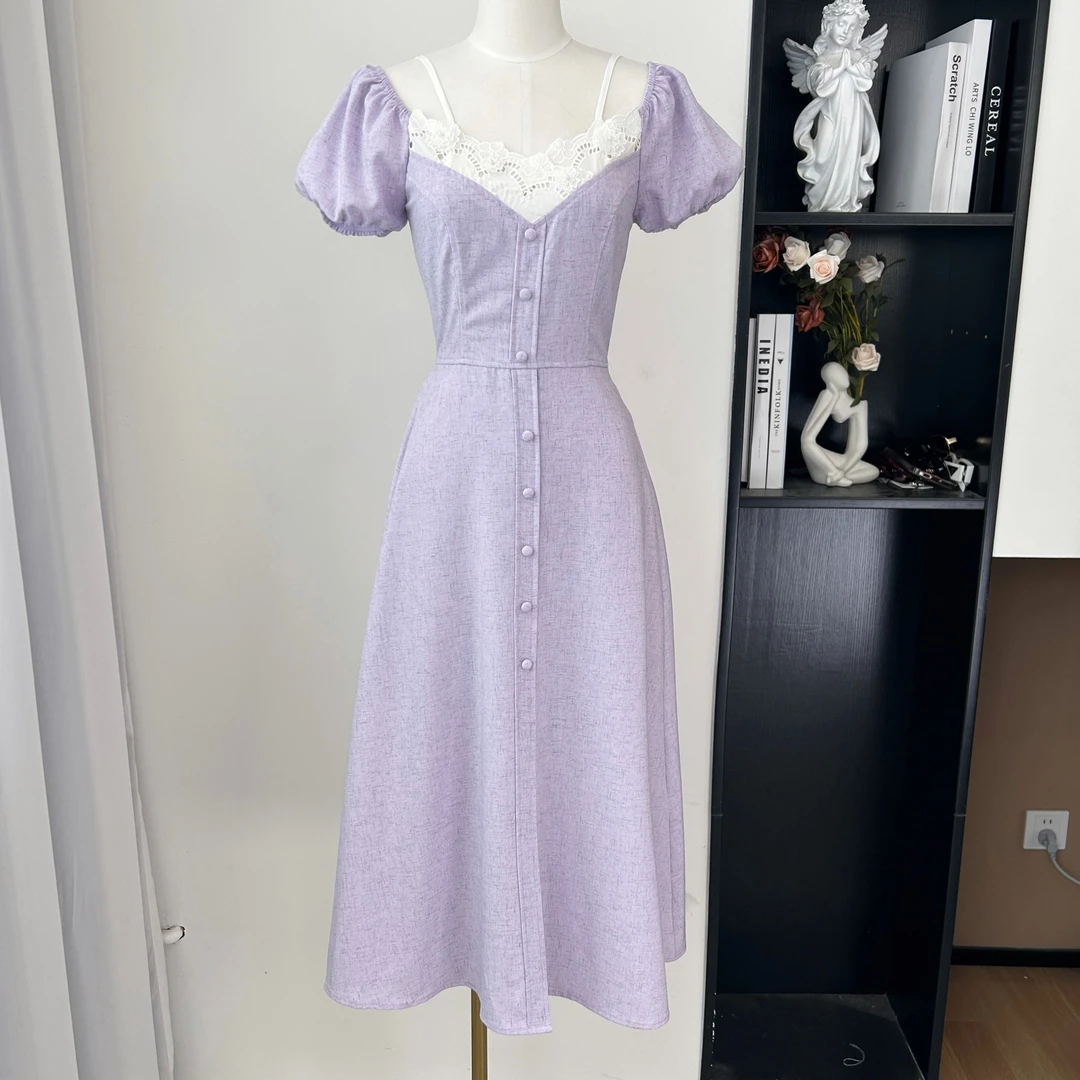 Design/25夏季新款法式复古蕾丝优雅气质轻熟连衣裙 10485 BCK