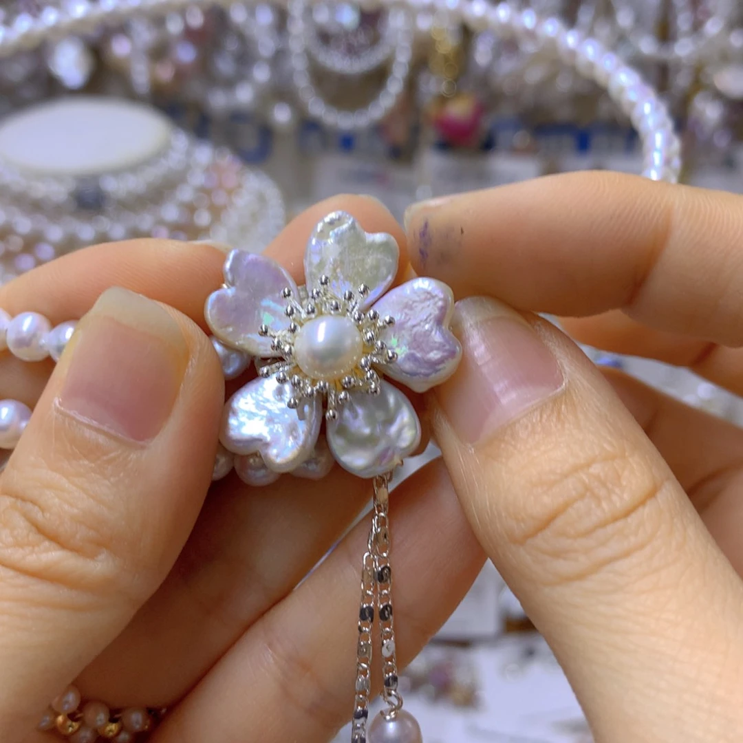 合金淡水珍珠吊坠