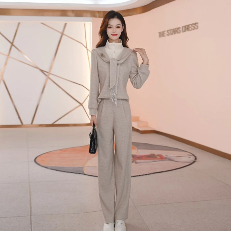 【两件套】秋季时尚修身气质洋气休闲收腰显瘦减龄女装套裤