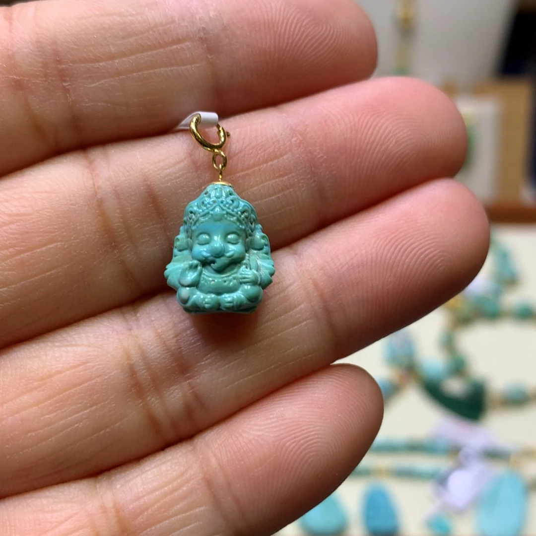 绿松石18K金镶嵌挂件