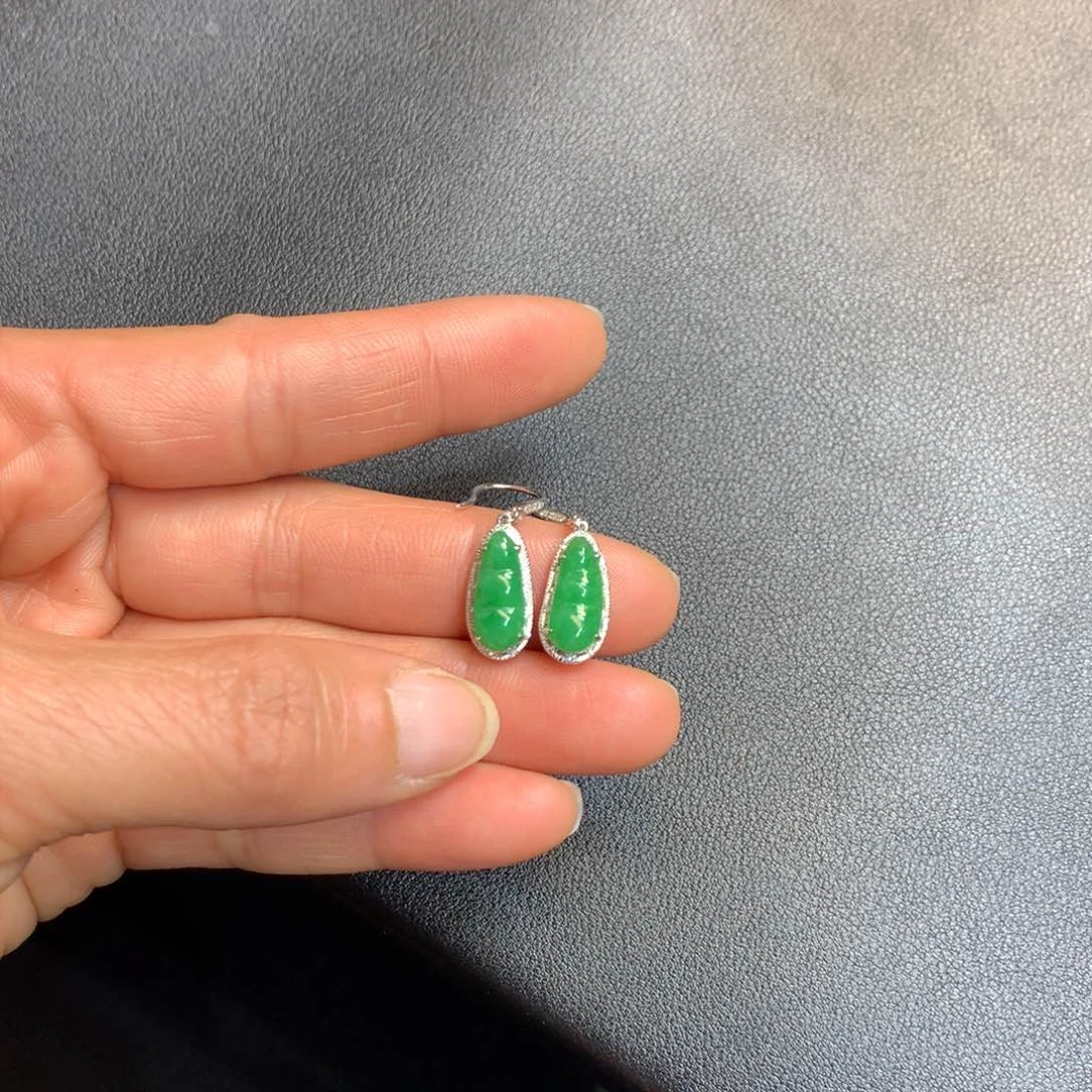 翡翠耳饰18K金镶嵌耳饰