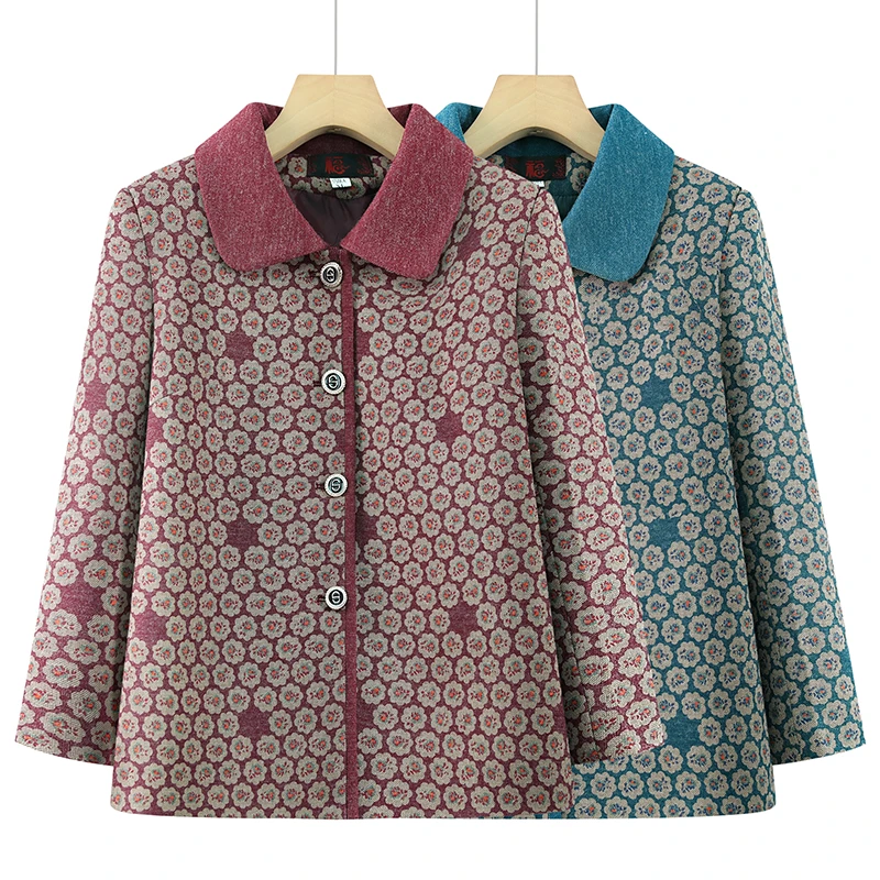 2025春装新款开衫中老年人女装长袖时尚上衣宽松妈妈装春秋外套女