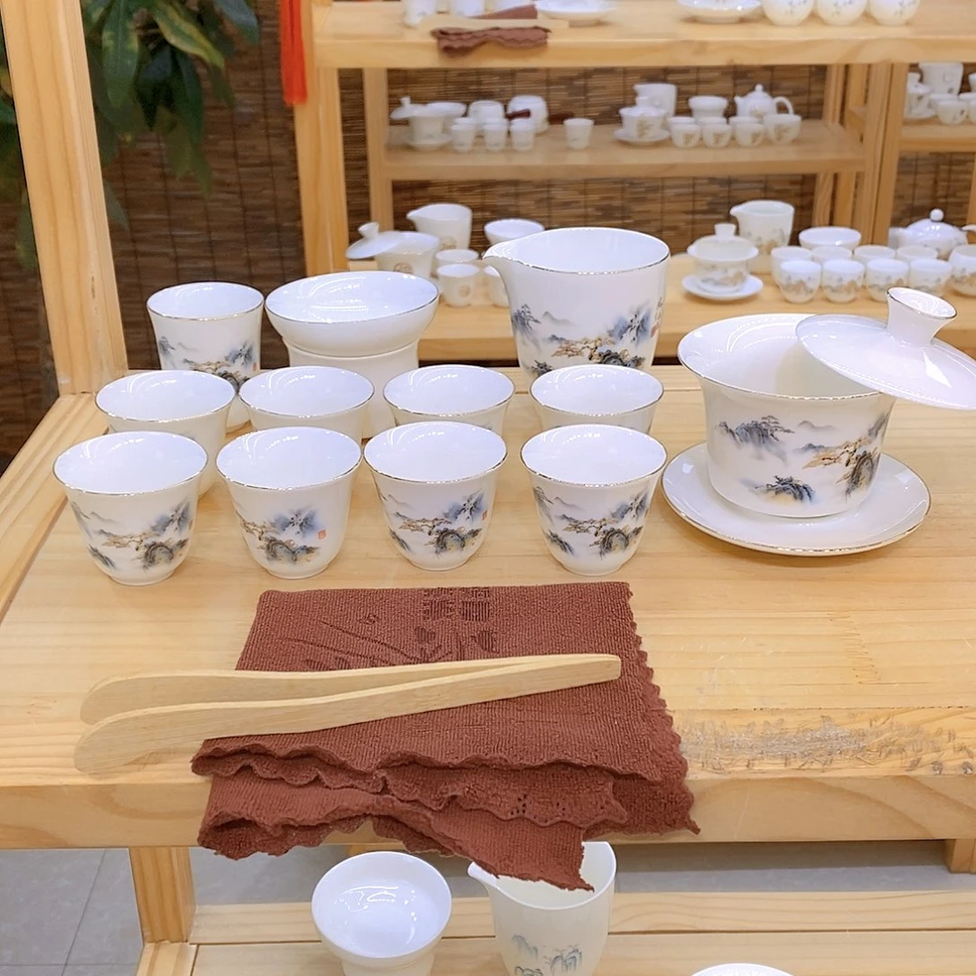 羊脂玉瓷茶具套装