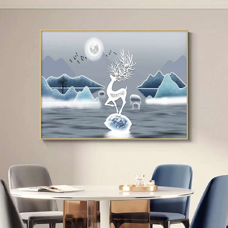 Z58招财福禄镶钻镶珍珠轻奢现代客厅装饰画餐厅背景装饰画福利