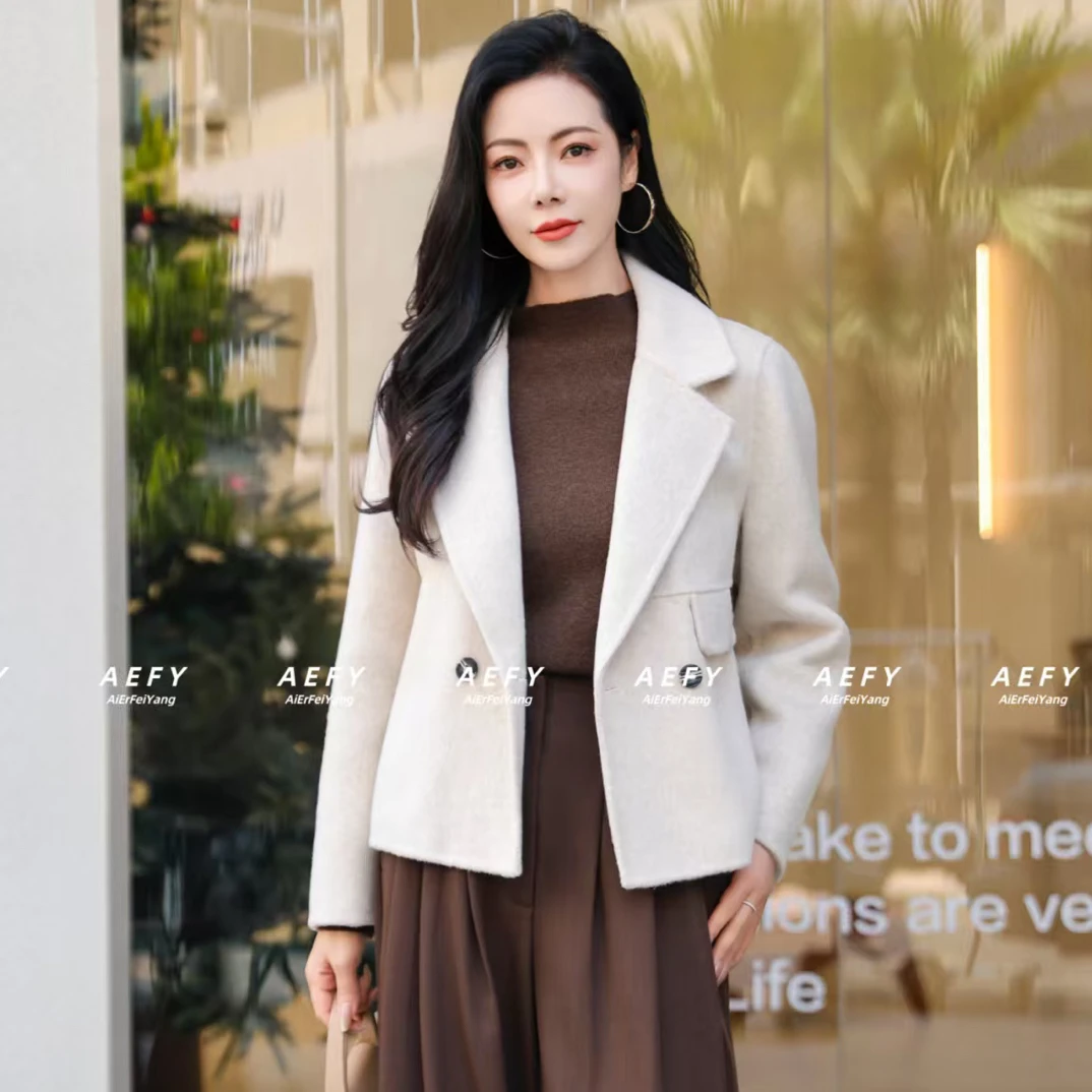 翻领短款双面大衣气质版型百搭时尚