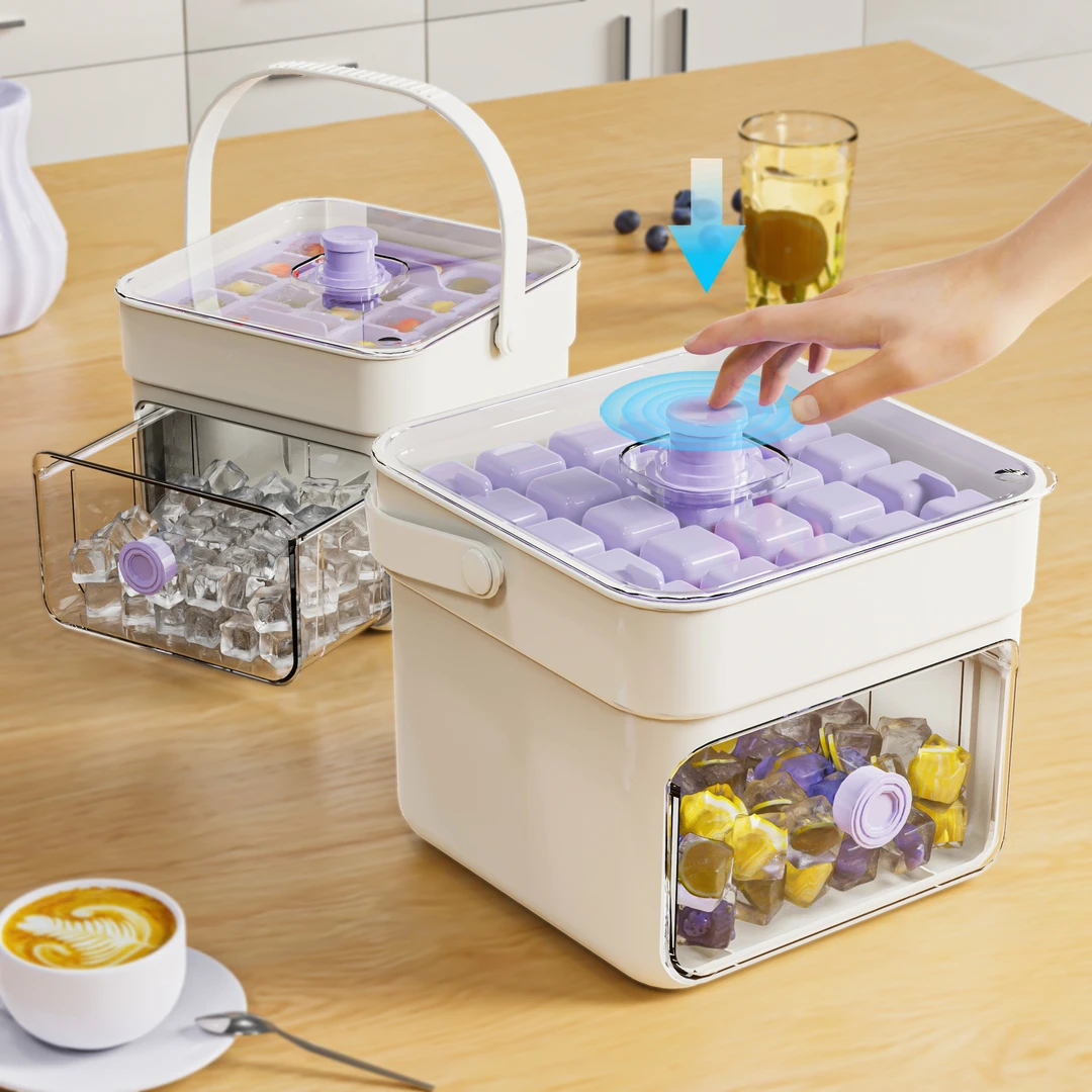 冰块模具冰桶按压冰盒冰格冰箱制冰食品级双层翻转注水大容量冰块