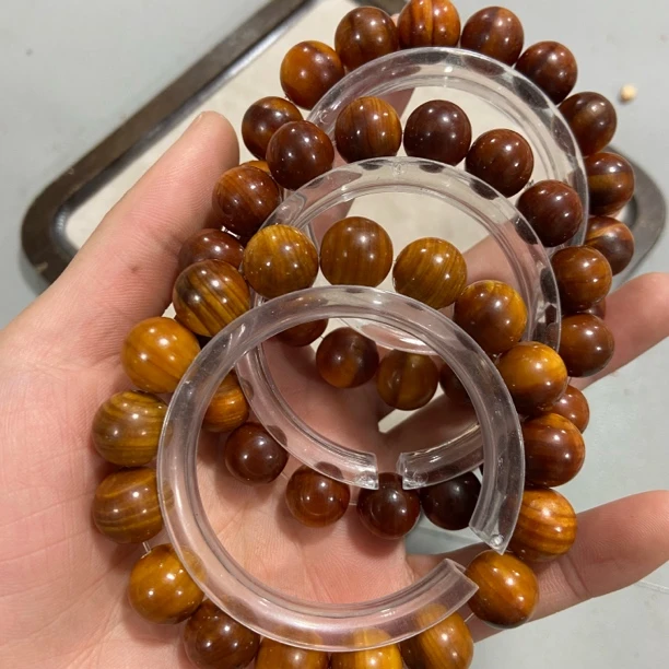 W998虎皮帝王血龙木全透光玉化料陈化料卡1.2单圈手串