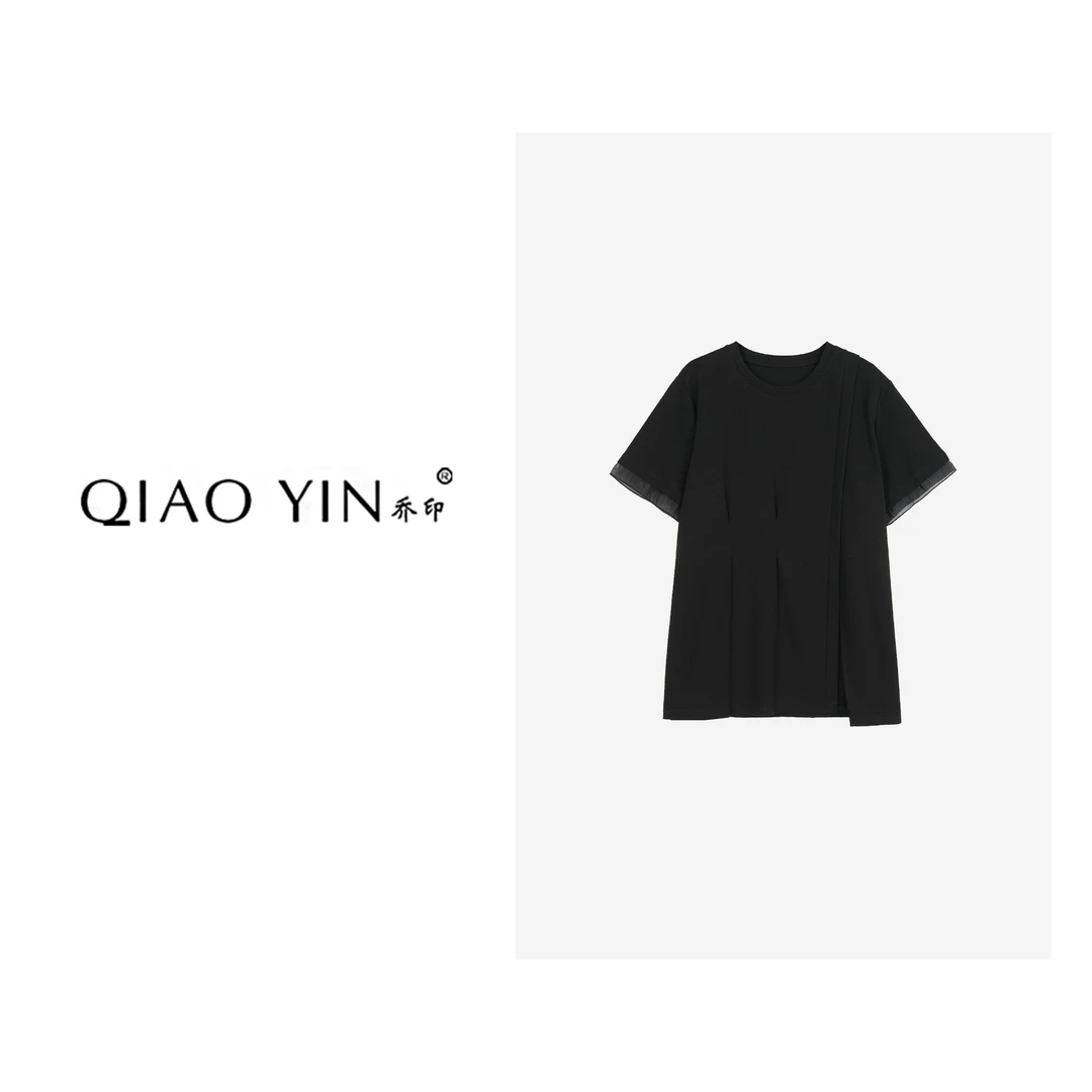 QIAO YIN"T恤“时尚简约宽松纯色设计师圆领QY27222