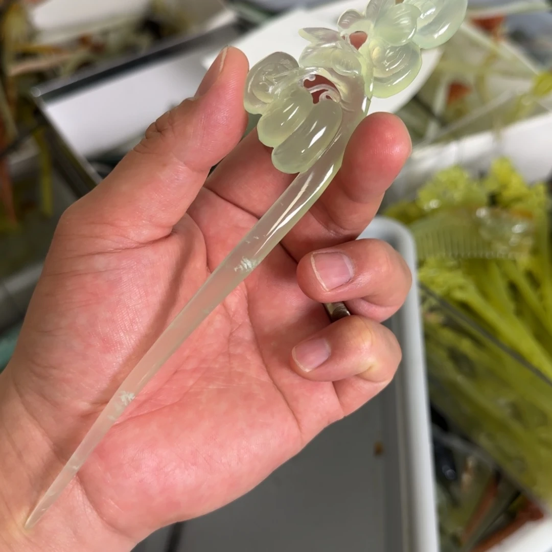 岫玉未镶嵌发饰明君玉簪就是好看