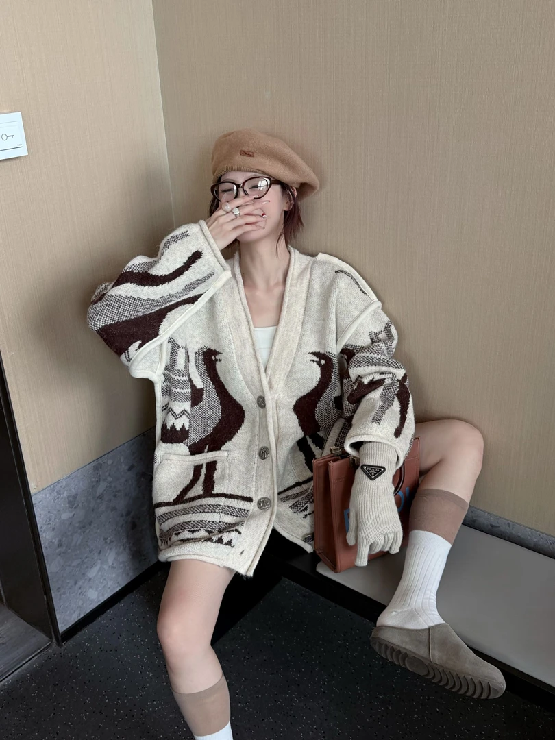 【H801-H899】开衫套头秋冬季厚款长袖百搭慵懒风提花毛针织衫女装