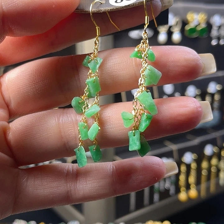 翡翠银S925镶嵌耳饰翡翠