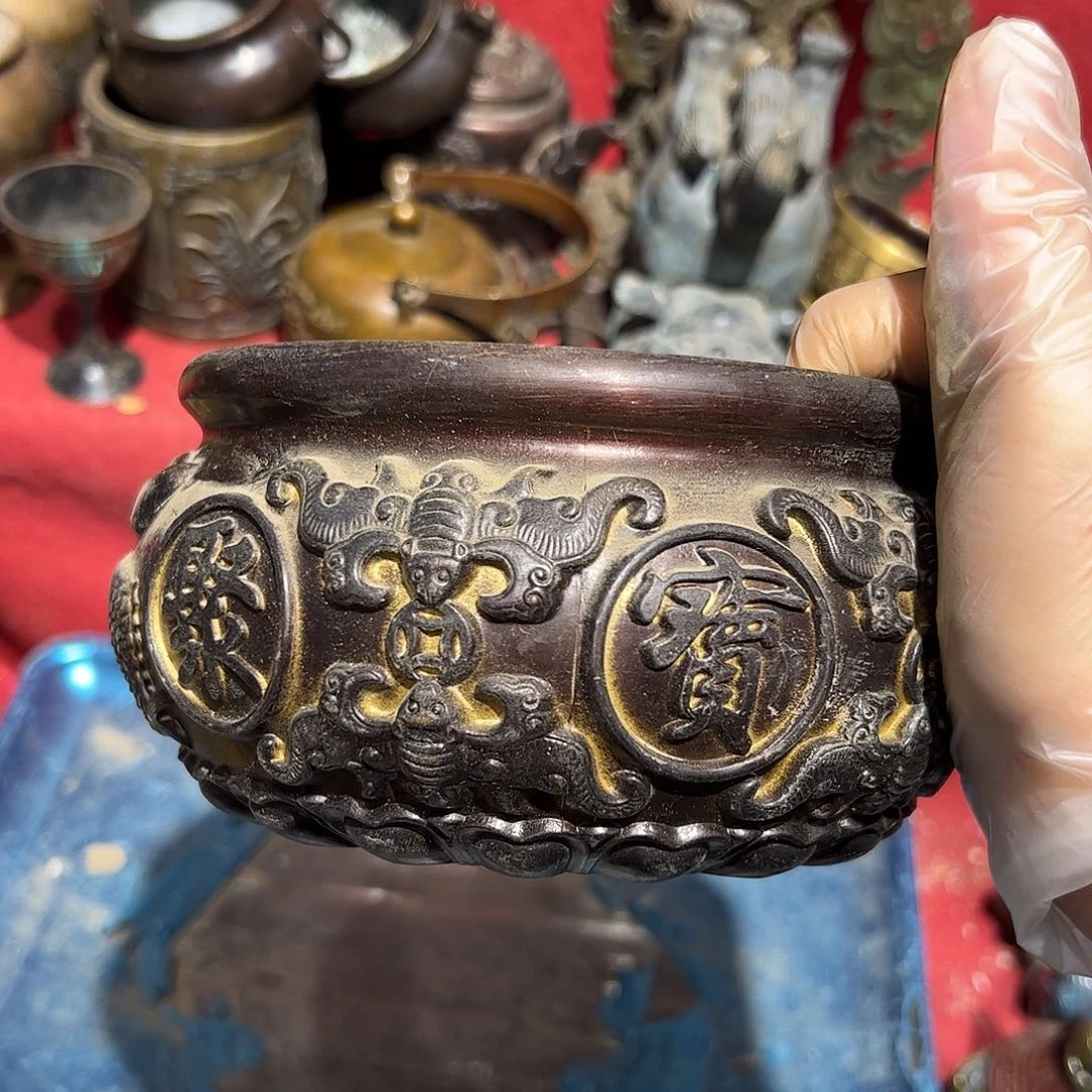 草**心微瑕疵黄铜摆件工艺品