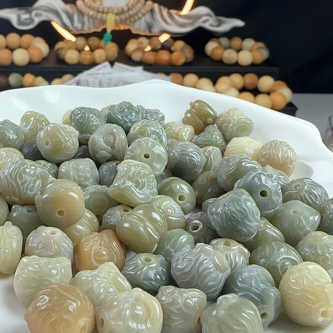 菩提根/象牙果手串卡12绿色醒狮20颗➕5颗