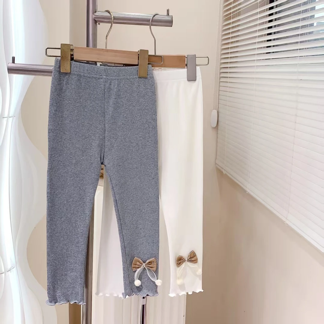 251102 女童春季韩版棉质小脚蝴蝶结休闲长款打底裤
