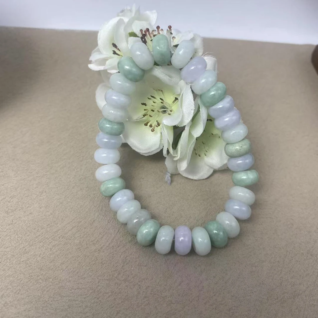 天然缅甸A货翡翠算盘珠手串-v012-多样性发一