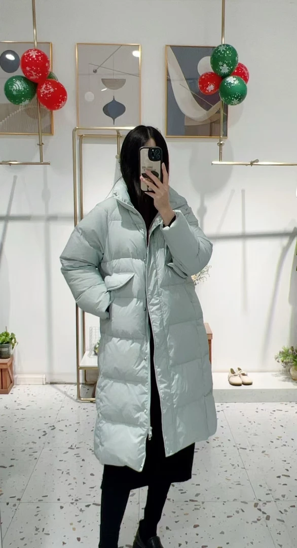 麦寻24年新款时尚韩版中长款过膝棉服外套