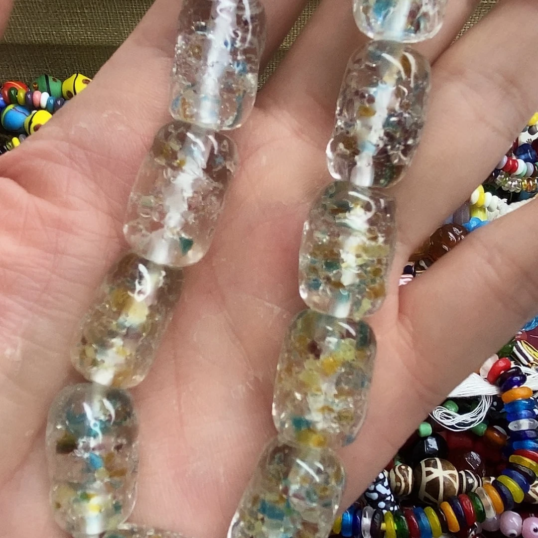 玻璃颈饰飘彩碎碎冰桶珠
