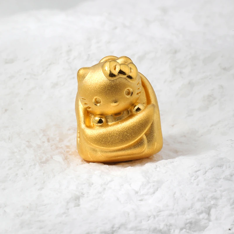 足金999书包kitty素金3D硬金转运珠手串
