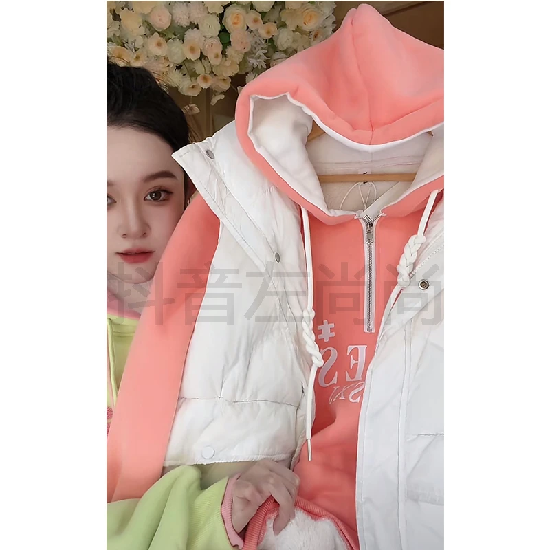 8649芙蓉2024新款加绒加厚卫衣宽松简约字母印花连帽卫衣女潮BJR