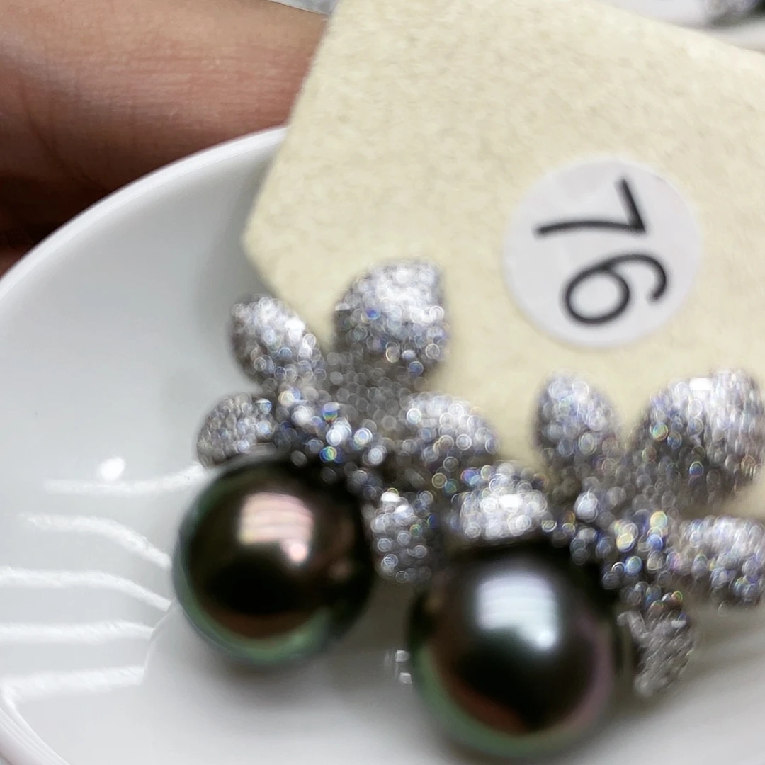 银S925镶嵌海水珍珠耳饰