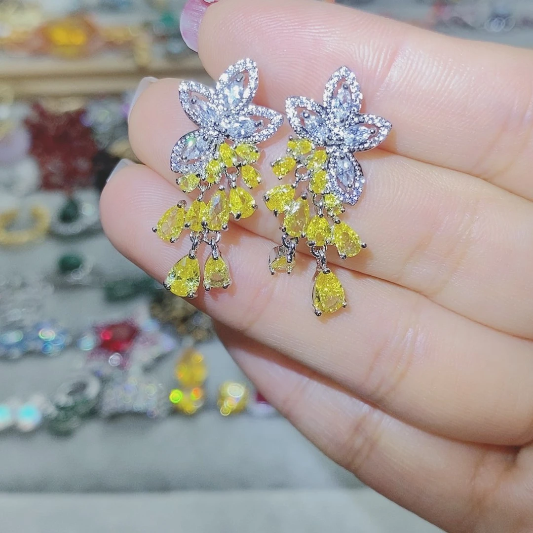 【闪购商品】托帕石耳饰银S925镶嵌