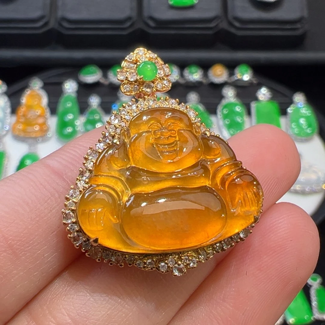 翡翠吊坠(不含链)18K金镶嵌收到货48小时鉴赏期