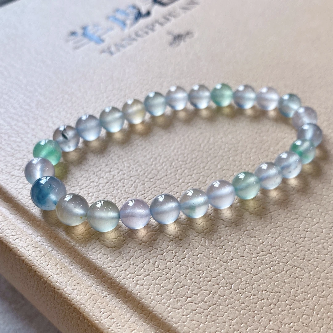 天然缅甸翡翠A货莫兰迪马卡龙手串卡6mm+