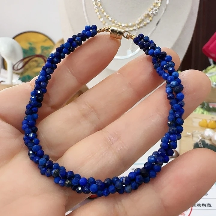 珠宝奇石未镶嵌淡水珍珠青金刻面闪闪链有结构