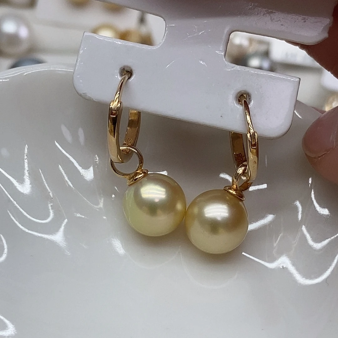 海水珍珠银S925镶嵌耳饰