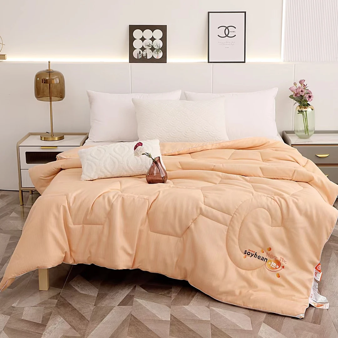 磨毛蜂巢设计蓄热保暖冬被春秋被粉玉色5.5斤左右