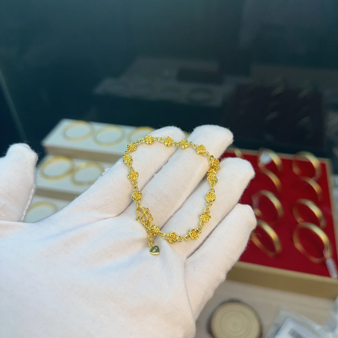 足银手链 足银999手链玫瑰花手链气质时尚轻奢百搭素款