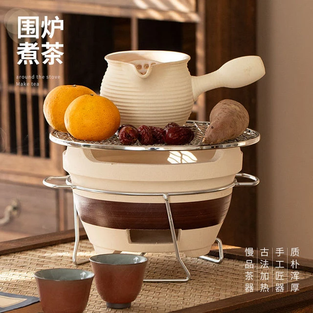 围炉煮茶陶土炭炉户外炉灶日式泥炉烧烤炉家用烧烤架炭炉新款碳烤