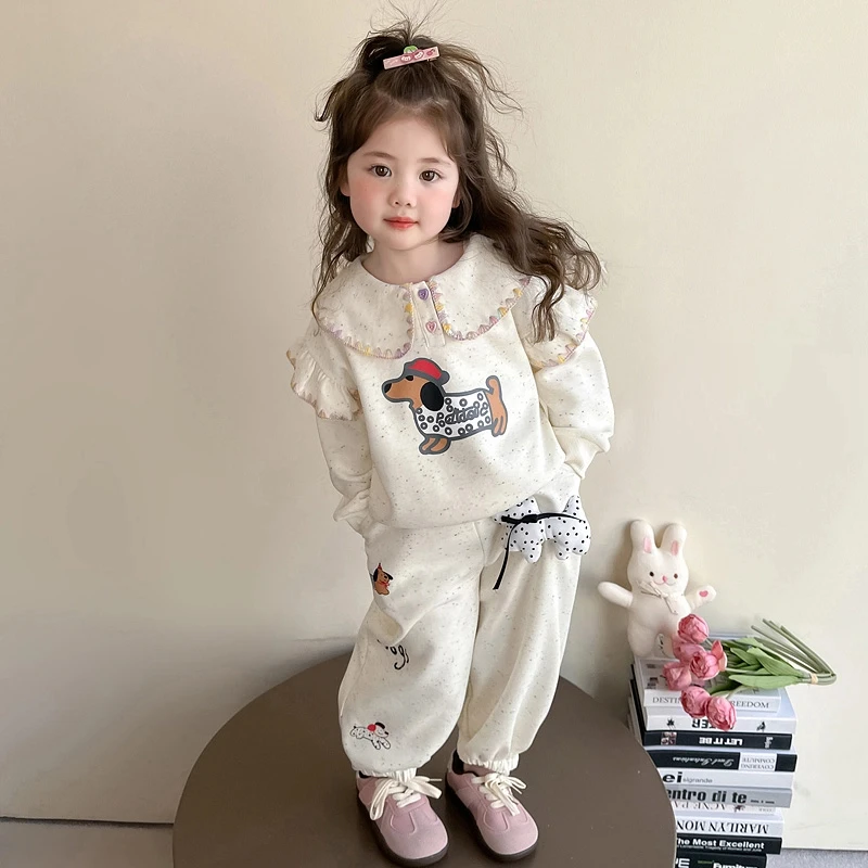 女童腊肠狗套装2025新款儿童春秋装韩版洋气女宝宝春季时髦两件套