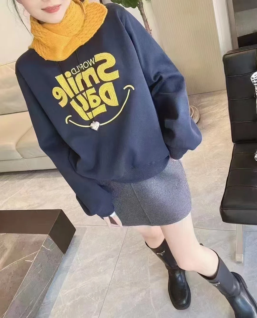 【肉总】加绒 亮片字母长袖卫衣