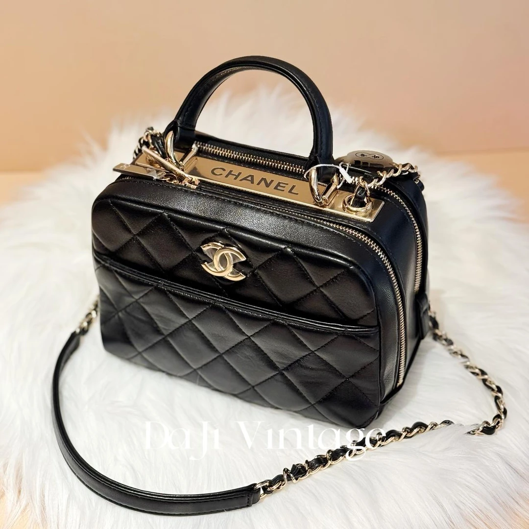 99新 Chanel/香奈儿 大吉中古/香奈儿黑金trendy cc保龄球手提斜