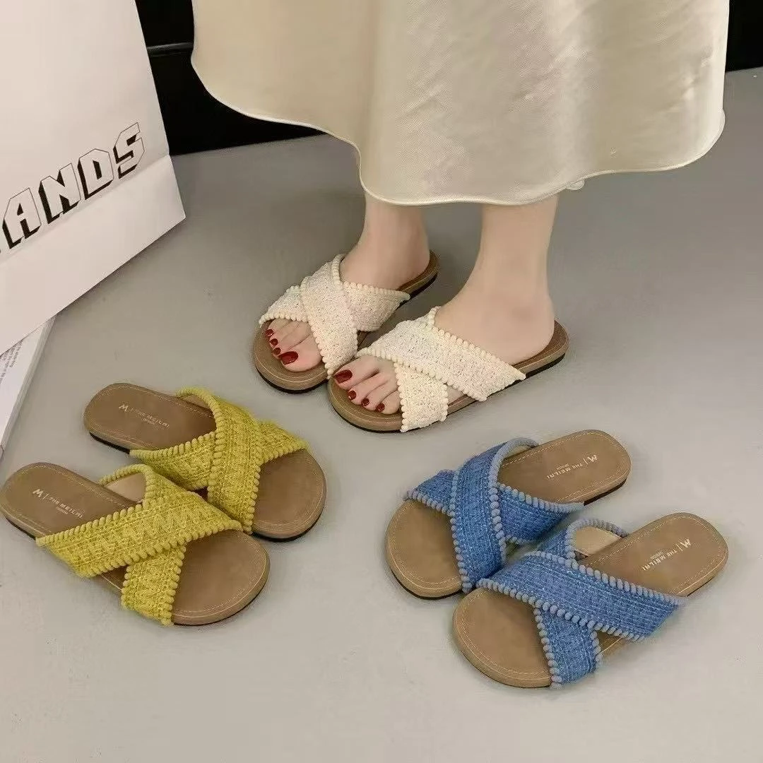 一字夏休闲款法式拖鞋女新款仙女风拖鞋8999-5