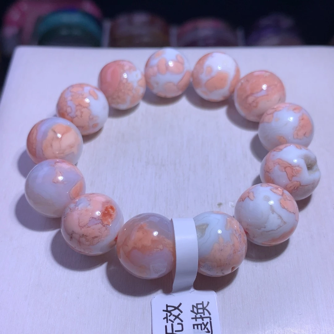 手串水晶银S925镶嵌樱花玛瑙16.3m