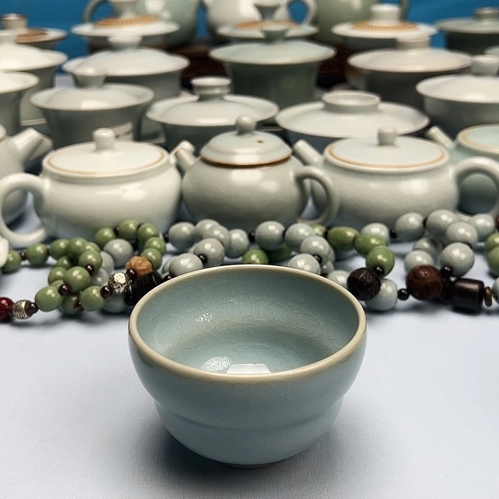 杯天青微蓝釉福禄碗杯原矿原釉原产地