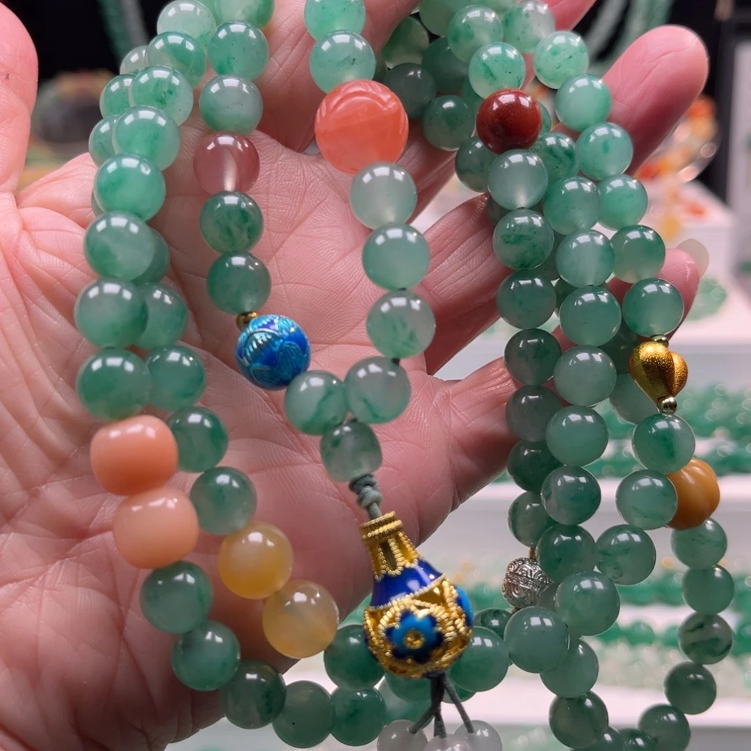 石英质玉合金项链108颗卡8.8佛珠