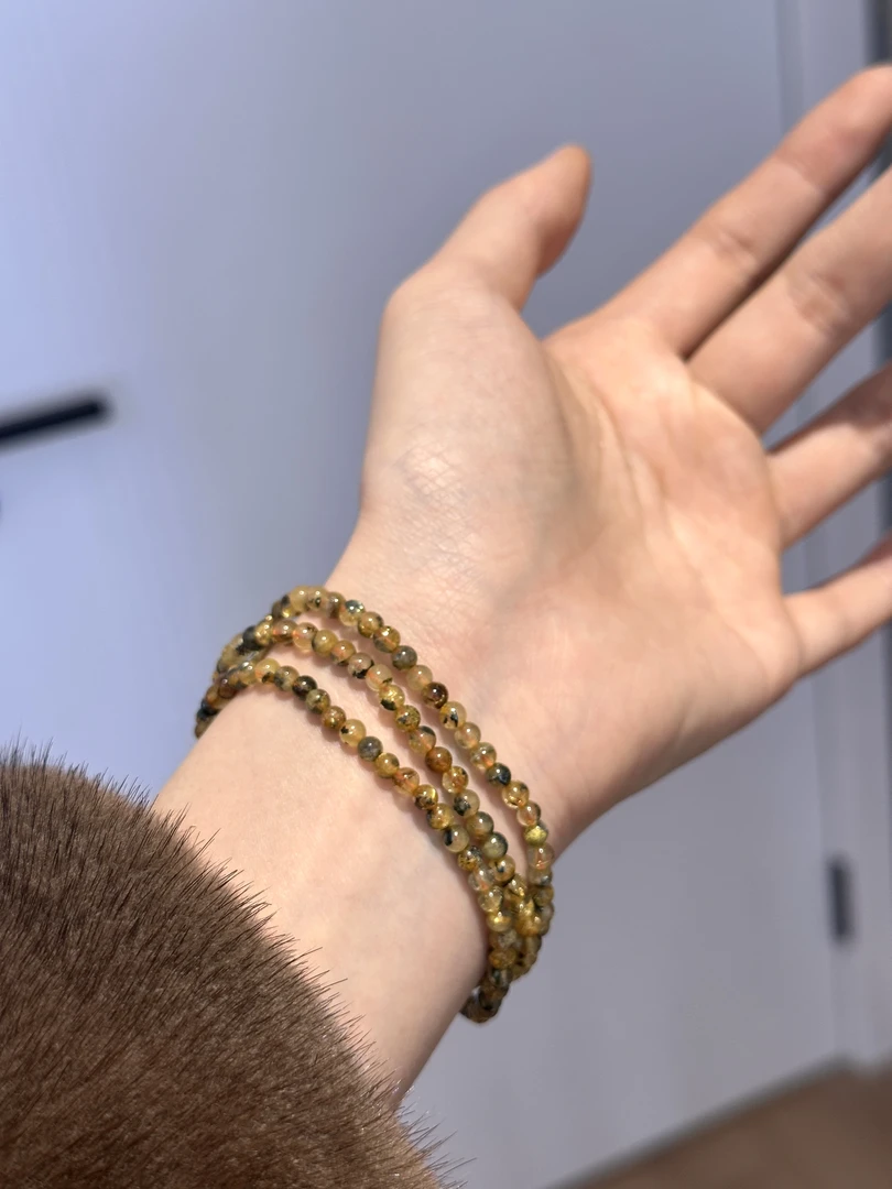 天然金发晶多圈手串 多样性发其一 F63