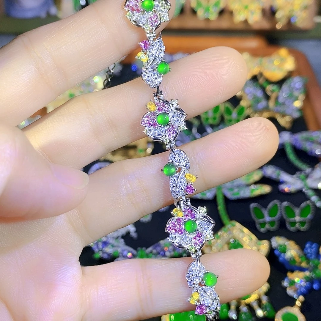 吊坠(不含链)银S925镶嵌翡翠