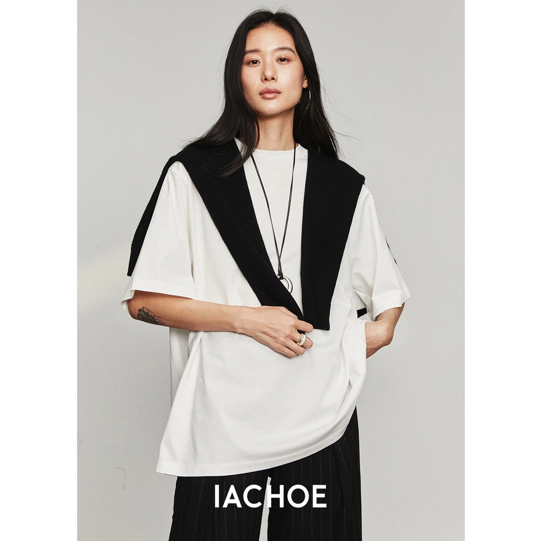 IACHOE超白色小众宽松T恤3531501037
