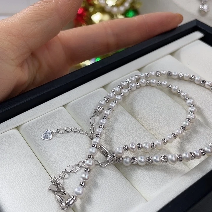 ****嘿手绳银S925镶嵌淡水珍珠